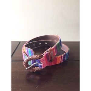 Fossil Serape Rainbow Leather & Canvas Belt S